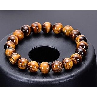                       Tigers Eye Bracelet Natural Beads for Spiritual and Style Astrological Purpose Comfortable Elastic Fit for Men Women                                              