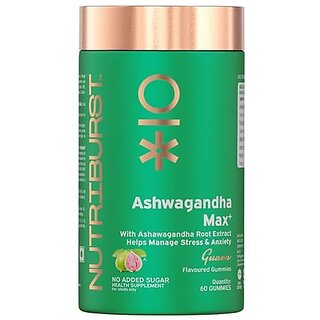 Nutriburst Ashwagandha Max 500mg Gummies for Stress and Anxiety Relief Vigour Energy Power and Stamina Relax Refresh Mind and Body Guava Flavor Gummies No added sugar 60 Gummy Nutriburst Ashwagandha Max 500mg Gummies for Stress and Anxiety Relief Vigour Energy Power and Stamina Relax Refresh Mind and Body Guava Flavor Gummies No added sugar 60 Gummy