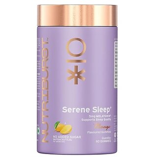                       Nutriburst Serene Sleep 5MG Melatonin Gummies for Quality Deep Sleep Fresh Wake Up  No Stress and Anxiety  Natural Non-Addictive Non Habit Forming No Added Sugar Sleep-Aid  Mango Flavor (60 Gummy)                                              