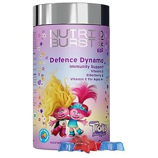 Nutriburst Defence Dynamo Trolls Gummies - Immune Boost with Vit D C and Black Elderberry Extract - Chewable Vegan Supplement - Mixed Fruit Flavor - For Kids Aged 4+ 60 Gummy Nutriburst Defence Dynamo Trolls Gummies - Immune Boost with Vit D C and Black Elderberry Extract - Chewable Vegan Supplement - Mixed Fruit Flavor - For Kids Aged 4+ 60 Gummy