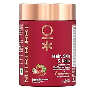 Nutriburst Biotin Gummies for Healthy Hair Skin and Nails Growth With High Potency 10000 mcg of Sesbania Extract Natural BiotinFolic Acid and Multivitamins No Added Sugar Strawberry Flavor30 Gummy Nutriburst Biotin Gummies for Healthy Hair Skin and Nails Growth With High Potency 10000 mcg of Sesbania Extract Natural BiotinFolic Acid and Multivitamins No Added Sugar Strawberry Flavor30 Gummy