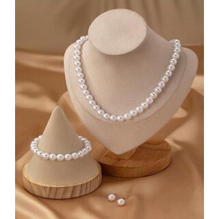                       Pearl Necklace Set with Bracelet and Earrings for Luxurious and Stunning Every Occasion for Women                                              