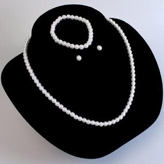                       Classic Pearl Necklace Set with Bracelet and Earrings for Every Occasion Pearl Stone Necklace Set                                              