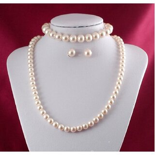                       Classic Pearl Necklace Set with Bracelet and Earrings for Every Occasion for Women                                              