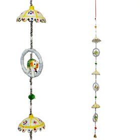 Enhance your dcor with this handcrafted set of two Rajasthani Multicolor Elephant Latkan Hangings. Each piece features