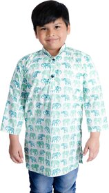 Kids' Elephant Printed Kurta - Traditional Wear