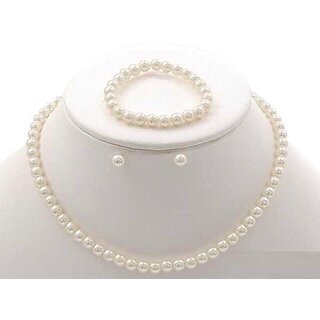 Classic Pearl Necklace Set with Bracelet and Earrings for Every Occasion Pearl Stone Necklace Set Classic Pearl Necklace Set with Bracelet and Earrings for Every Occasion Pearl Stone Necklace Set