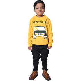                       Kid Kupboard Cotton Boys Sweatshirt, Yellow, Full-Sleeves, 6-7 Years KIDS6996                                              