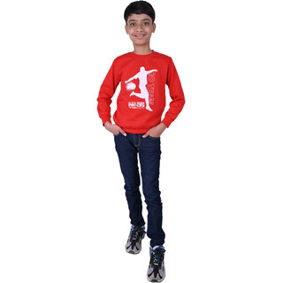                       Kid Kupboard Cotton Boys Sweatshirt, Light Red, Full-Sleeves, 10-11 Years KIDS6999                                              
