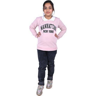                       Kid Kupboard Cotton Girls Sweatshirt, Light Pink, Full-Sleeves, 10-11 Years KIDS7021                                              