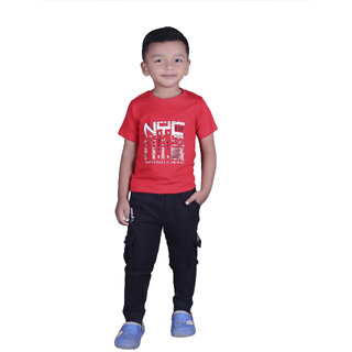                       Kid Kupboard Cotton Boys T-Shirt, Red, Half-Sleeves, 6-7 Years KIDS7047                                              