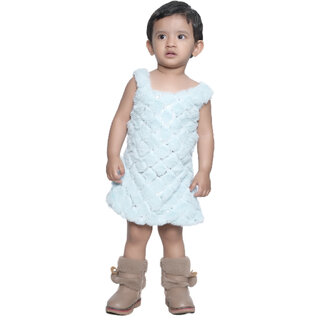                       Kid Kupboard Cotton Baby Girls A-Line Frock, Light Blue, Sleeveless, 3-4 Years KIDS7072                                              
