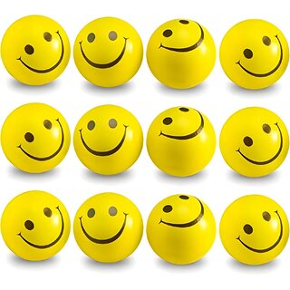 Smiley Soft Ball for Baby, Girls, Kids, Adults (Pack of 12) Stress Relief Toy  Non Toxic Toy (Pack of 12)
