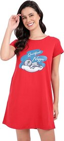 SNAPPYB Women Graphic Print Crew Neck Organic Cotton Red T-Shirt