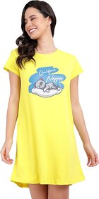 SNAPPYB Women Graphic Print Crew Neck Organic Cotton Yellow T-Shirt