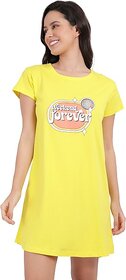 SNAPPYB Women Solid Crew Neck Organic Cotton Yellow T-Shirt