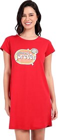 SNAPPYB Women Solid Crew Neck Organic Cotton Red T-Shirt