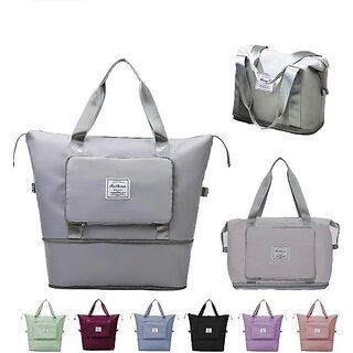                       Foldable Travel Bag (Small, Grey) Lightweight, Compact, and Durable Travel Tote Bag for Easy Storage                                              