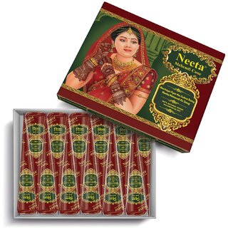 Neeta Mehendi Cone Henna Temporary Tettoo Mehendi (Pack of 12 Pcs)