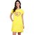 SNAPPYB Women Printed Crew Neck Organic Cotton Yellow T-Shirt