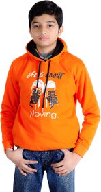 Kids Hooded Sweatshirt with Shoe Print Design, Orange