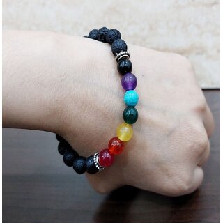 Seven Chakra Stretchable Beads Bracelet for Energy Alignment and Balance for unisex Seven Chakra Stretchable Beads Bracelet for Energy Alignment and Balance for unisex