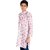 Kids' Cotton Kurta with Elephant Print Pattern, White with Pink and Grey Design