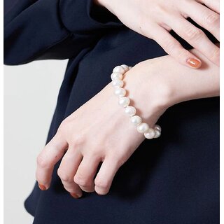                       Pearl Bracelet with Natural Pearl Beads Purity and Serenity Elastic Bracelet for Men and Women                                              