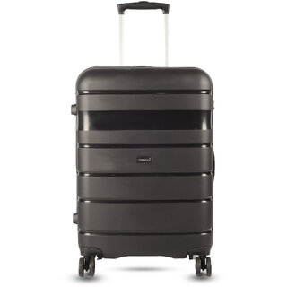                       Timus Sunlite 68cm Medium Hard-Sided Check-In Luggage Bag with TSA Lock 360 Rotating Wheels(Black)                                              