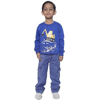                       Kid Kupboard Cotton Boys Sweatshirt, Blue, Full-Sleeves, 6-7 Years KIDS7116                                              