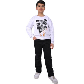                       Kid Kupboard Cotton Boys Sweatshirt, White, Full-Sleeves, 10-11 Years KIDS7123                                              