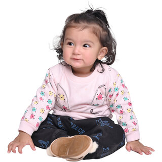 Kid Kupboard Cotton Baby Girls Sweatshirt, Light Pink, Full-Sleeves, 12-18 Months KIDS7125