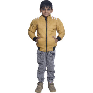 Kid Kupboard Cotton Boy's Jacket, Yellow, Full-Sleeves, 7-8 Years KIDS7150