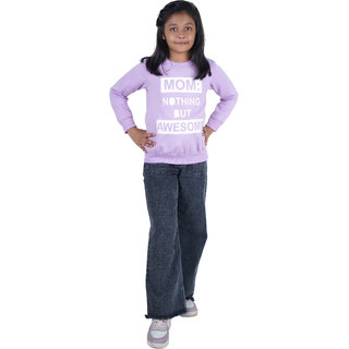                       Kid Kupboard Cotton Girls Sweatshirt, Light Purple, Full-Sleeves, 8-9 Years KIDS7137                                              