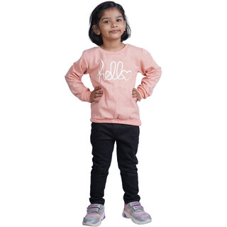 Kid Kupboard Cotton Girls Sweatshirt, Light Pink, Full-Sleeves, 5-6 Years KIDS7146