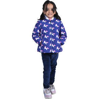 Kid Kupboard Cotton Girl's Jacket, Dark Blue, Full-Sleeves, 6-7 Years KIDS7151