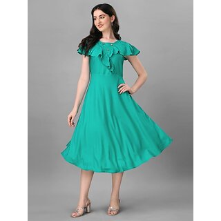 Premium Women Parnavi Women Fit And Flare Light Green Dress 2025 at ShopCircuit | ONDC