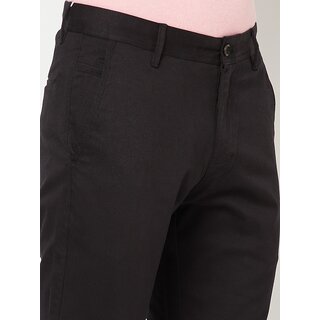 Shopic Point Men Regular Fit Black Cotton Blend Trousers