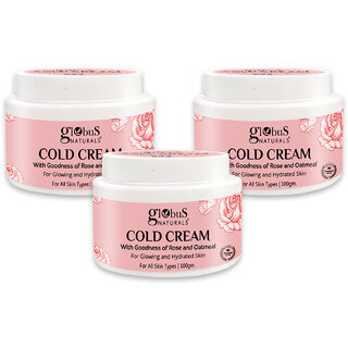 Globus Naturals Cold Cream Quick Absorbing Non Sticky Formula For Healthy, Soft, Hydrated Glowing Skin, 100gm, Set of 3 Globus Naturals Cold Cream Quick Absorbing Non Sticky Formula For Healthy, Soft, Hydrated Glowing Skin, 100gm, Set of 3