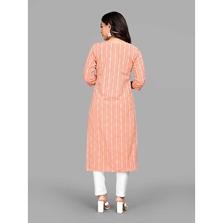 Chic Women Parnavi Women Striped Pure Cotton Straight Kurta (Orange) 2025 at ShopCircuit | ONDC