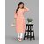 Parnavi Women Striped Pure Cotton Straight Kurta (Orange)