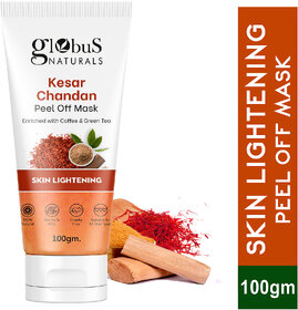 Globus Naturals Kesar Chandan Peel off Mask Enriched with Coffee  Green Tea for Skin Lightening Suitable for All Skin Types 100 gm