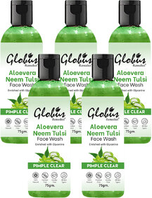 Globus Remedies Aloe vera Neem Tulsi Enriched With Glycerin  Oil Control Formula 75gm Set of 5