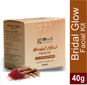 Globus Naturals Illuminating Bridal Glow 6 Step Facial Kit, For Radiant  Glowing Skin, Enriched with Saffron  Liquorice, Suitable For All Skin Types, 40gm
