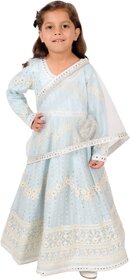 Sky Blue Beauty Lengha Choli with Dupatta for Girl Kids