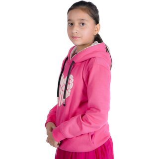                       Heart Printed Girl's Pink Hoodie                                              