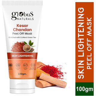 Globus Naturals Kesar Chandan Peel off Mask Enriched with Coffee Green Tea for Skin Lightening Suitable for All Skin Types 100 gm Globus Naturals Kesar Chandan Peel off Mask Enriched with Coffee Green Tea for Skin Lightening Suitable for All Skin Types 100 gm