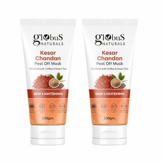                       Globus Naturals Kesar Chandan Peel off Mask Enriched with Coffee  Green Tea for Skin Lightening Suitable for All Skin Types 100 gm Set of 2                                              