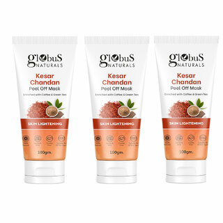 Globus Naturals Kesar Chandan Peel off Mask Enriched with Coffee Green Tea for Skin Lightening Suitable for All Skin Types 100 gm Set of 3 Globus Naturals Kesar Chandan Peel off Mask Enriched with Coffee Green Tea for Skin Lightening Suitable for All Skin Types 100 gm Set of 3