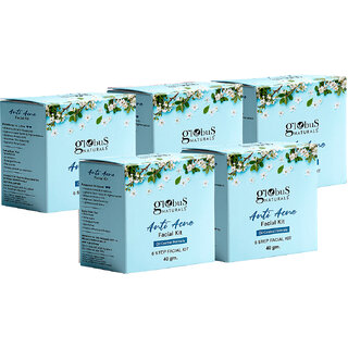 Globus Naturals Anti Acne 6 Step Facial Kit For Oil Control Unclogging Pore Suitable For Oily Acne Prone Skin 40gm Set of 5 Globus Naturals Anti Acne 6 Step Facial Kit For Oil Control Unclogging Pore Suitable For Oily Acne Prone Skin 40gm Set of 5